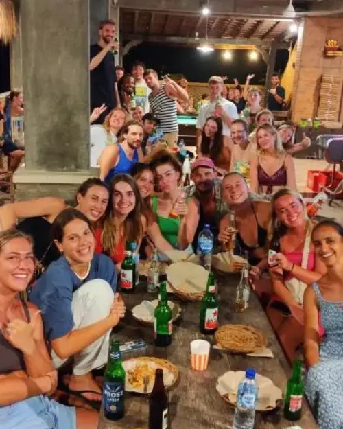 Group dinner at Karma Backpackers Uluwatu hostel