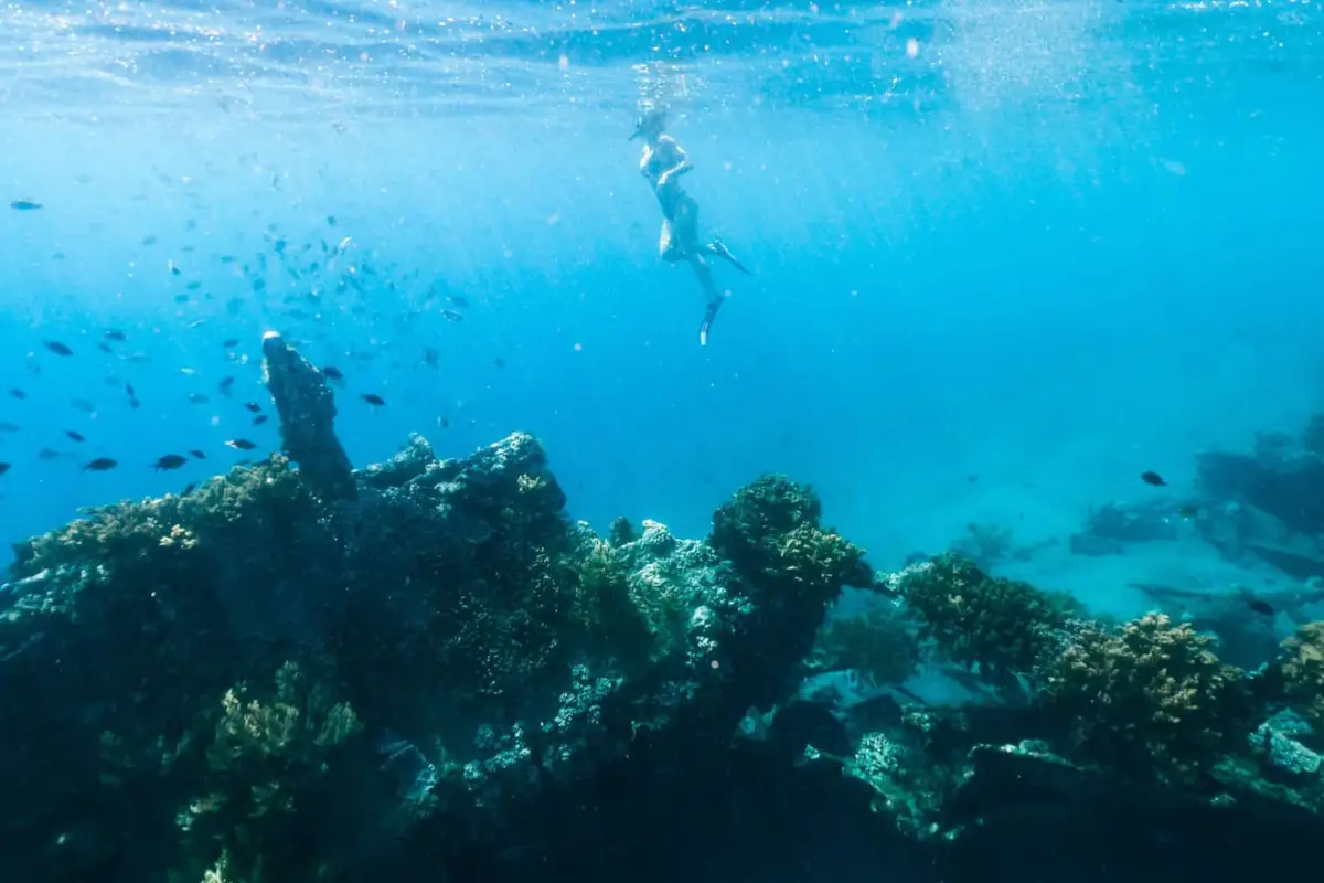 Woman snorkeling in Amed Bali