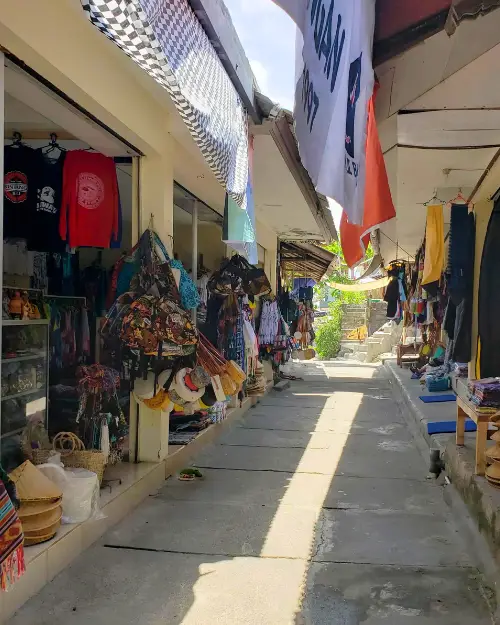 Shops at the cliffside of Blue Point Beach which is also called Suluban Beach and Uluwatu Beach