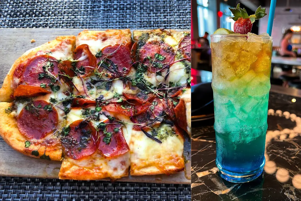 Craft cocktail and pizza at Putt Shack in Miami Beach