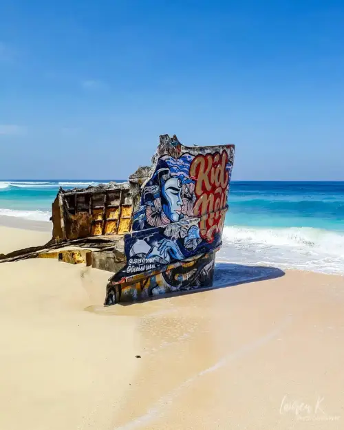A ship wreck which washed up on the beach at Nyang Nyang, which is one of the least well known Uluwatu's beaches