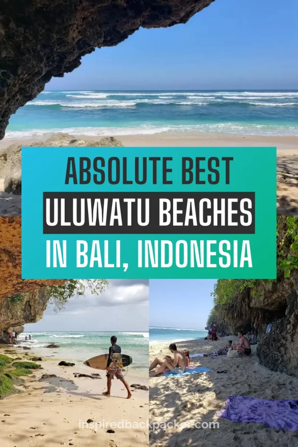 Pinterest pin which is advertising for the Uluwatu Beaches guide by Inspired Backpacker