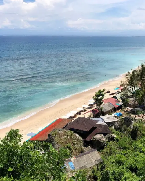 Aerial view of Thomas Beach, which is one of the best Uluwatu Beaches