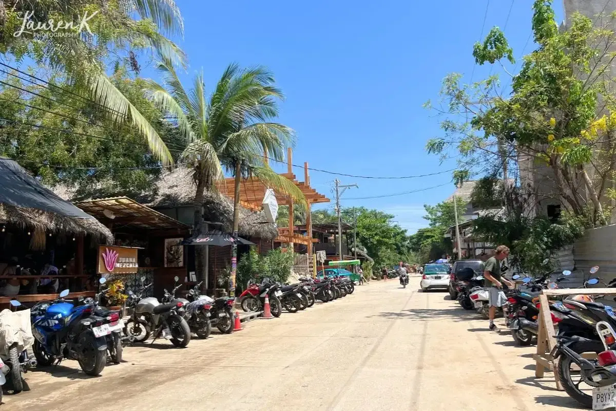 A section of the main street through La Punta, which is one of the best choices for where to stay in Puerto Escondido Mexico