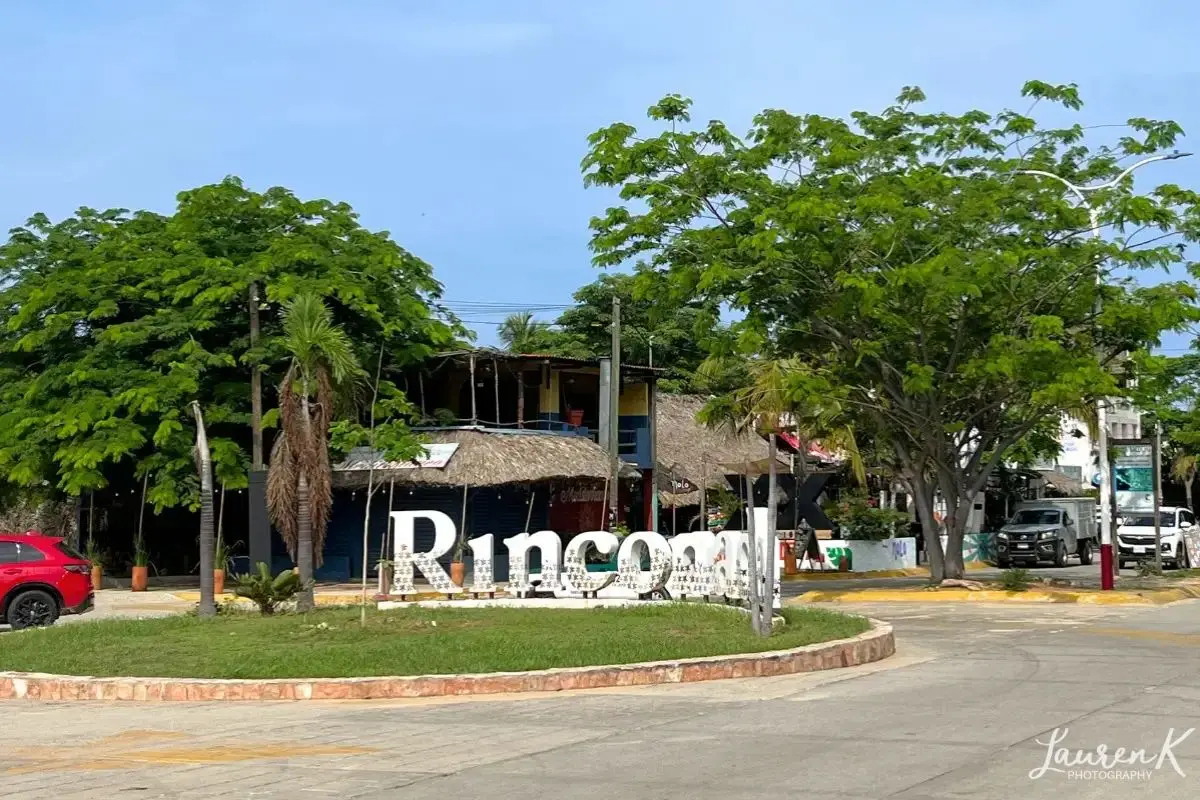 Neighborhood sign in Centro reading Rinconada, which is one of the main places to stay in Puerto Escondido Mexico