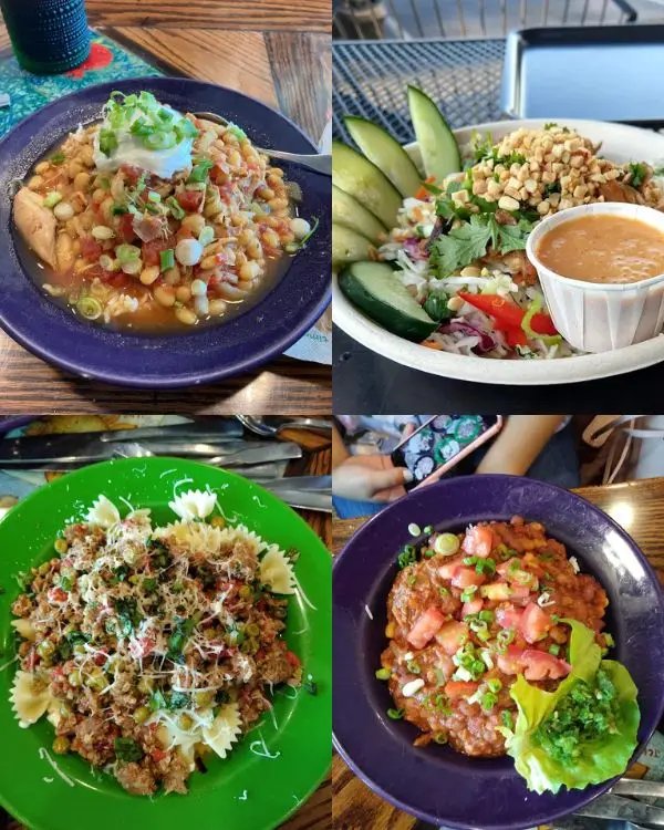 Different meals you can get at a Bowl of Good, which is one of the best spots for a healthy lunch in Harrisonburg VA