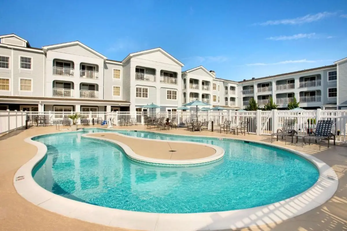 The inviting looking lazy river at the Hampton Inn in Corolla, which is one of the best places for where to stay in Outer Banks NC for families