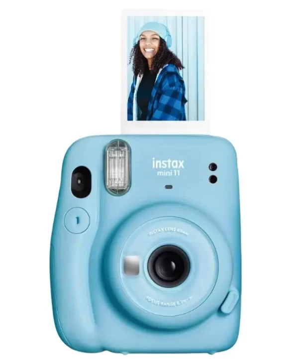 The Instax Mini camera with a polaroid coming out of it