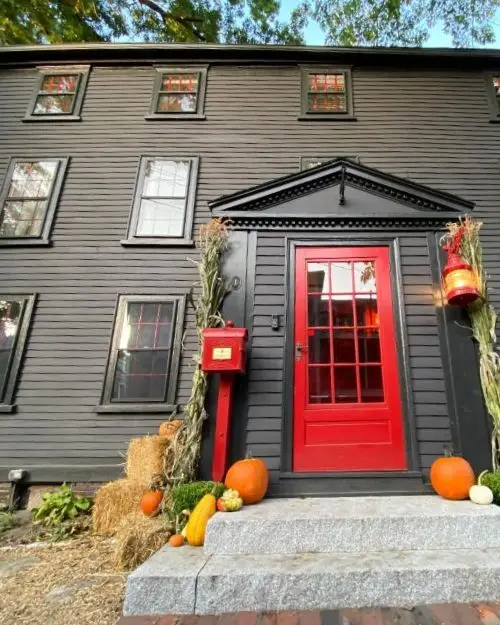 The black and red Daniel’s House Inn hotel, which is one of the most popular of the places to stay in Salem - especially during Halloween time