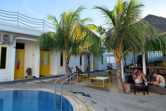 Cover image for the blog explaining what is a hostel, which shows the pool area of a hostel in Canggu, Bali