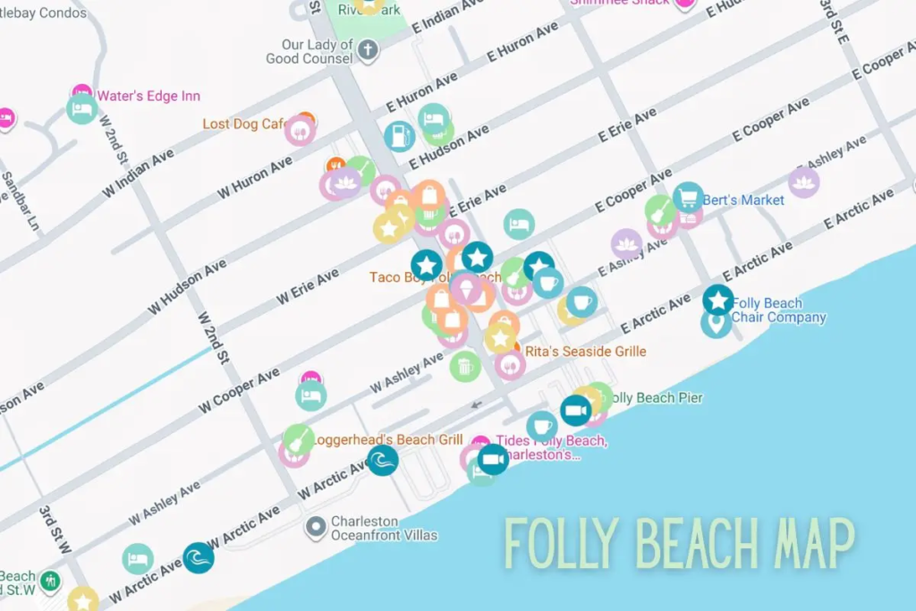 Image of the Folly Beach map on Google Maps
