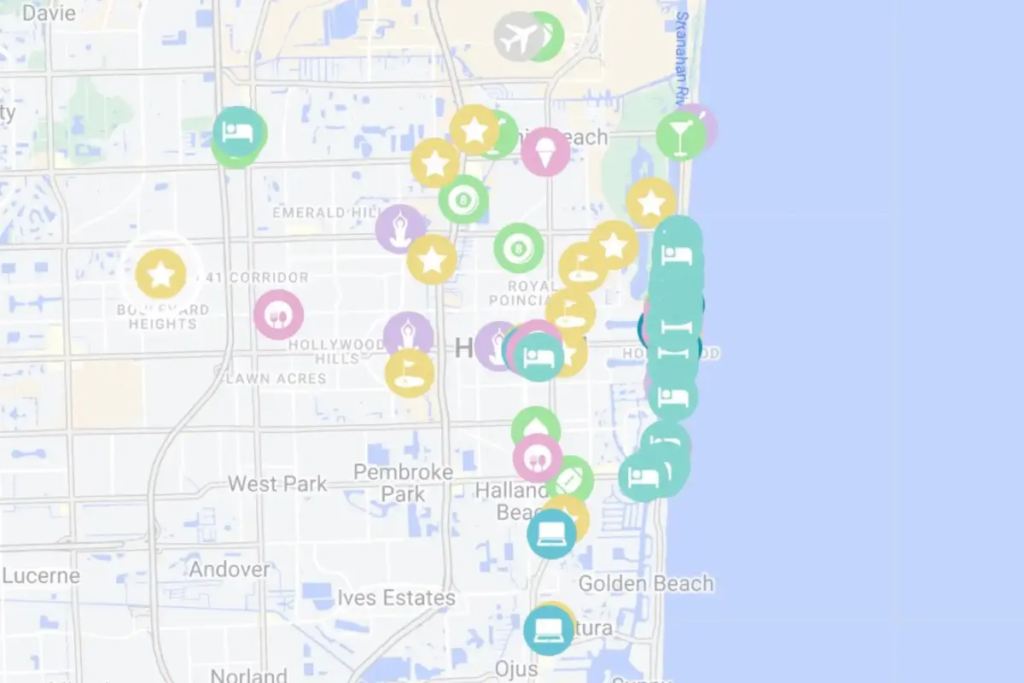 Preview of the map of Hollywood Beach Florida by Inspired Backpacker