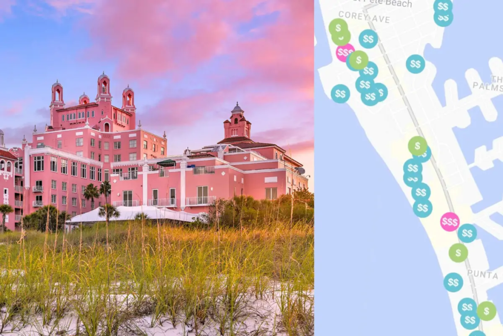 Cover image for the map of St Pete Beach hotels blog which shows the Don Cesar hotel