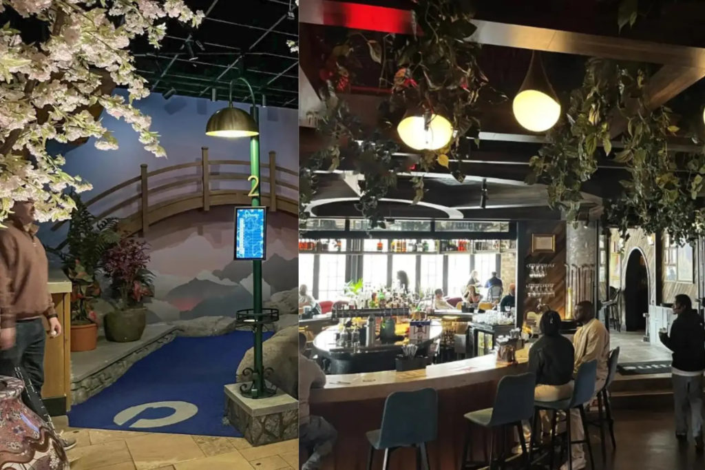 Cover image for the Puttery Charlotte review blog post which shows the inside of the bar and mini golf